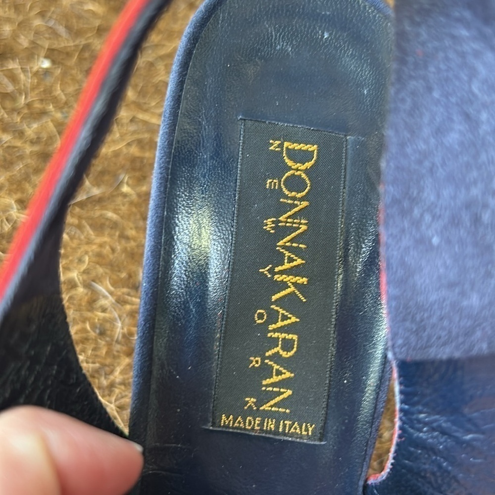 Donna Karen New York Vintage Colorblock Suede Slingback Heels 80's Retro Rare 10 - Picture 5 of 11
